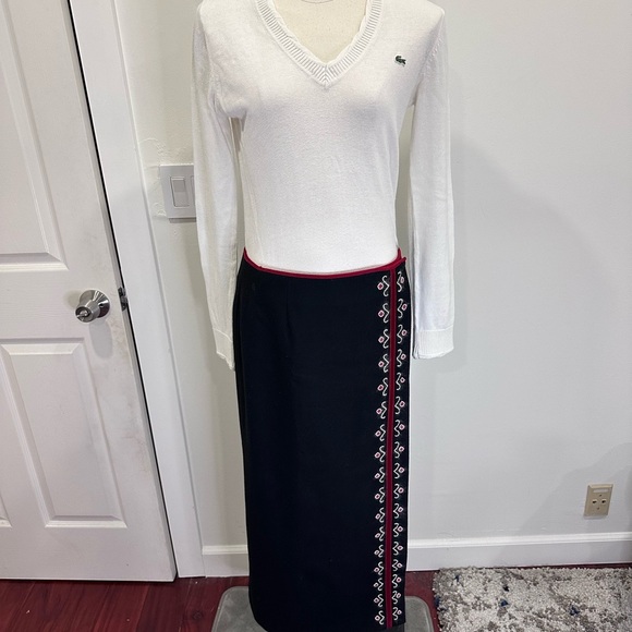 Anne Taylor wool cashmere blend full length wrap skirt stitch design - Picture 1 of 5